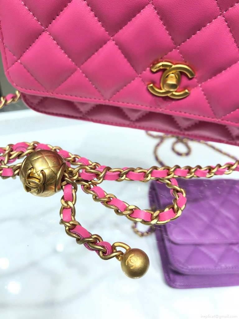 Chanel Wallet on Chain Lambskin AP1450 Rose Red