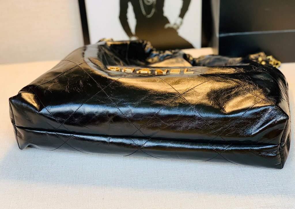 Chanel A68200 Large Chain Shopping Bag Black Gold