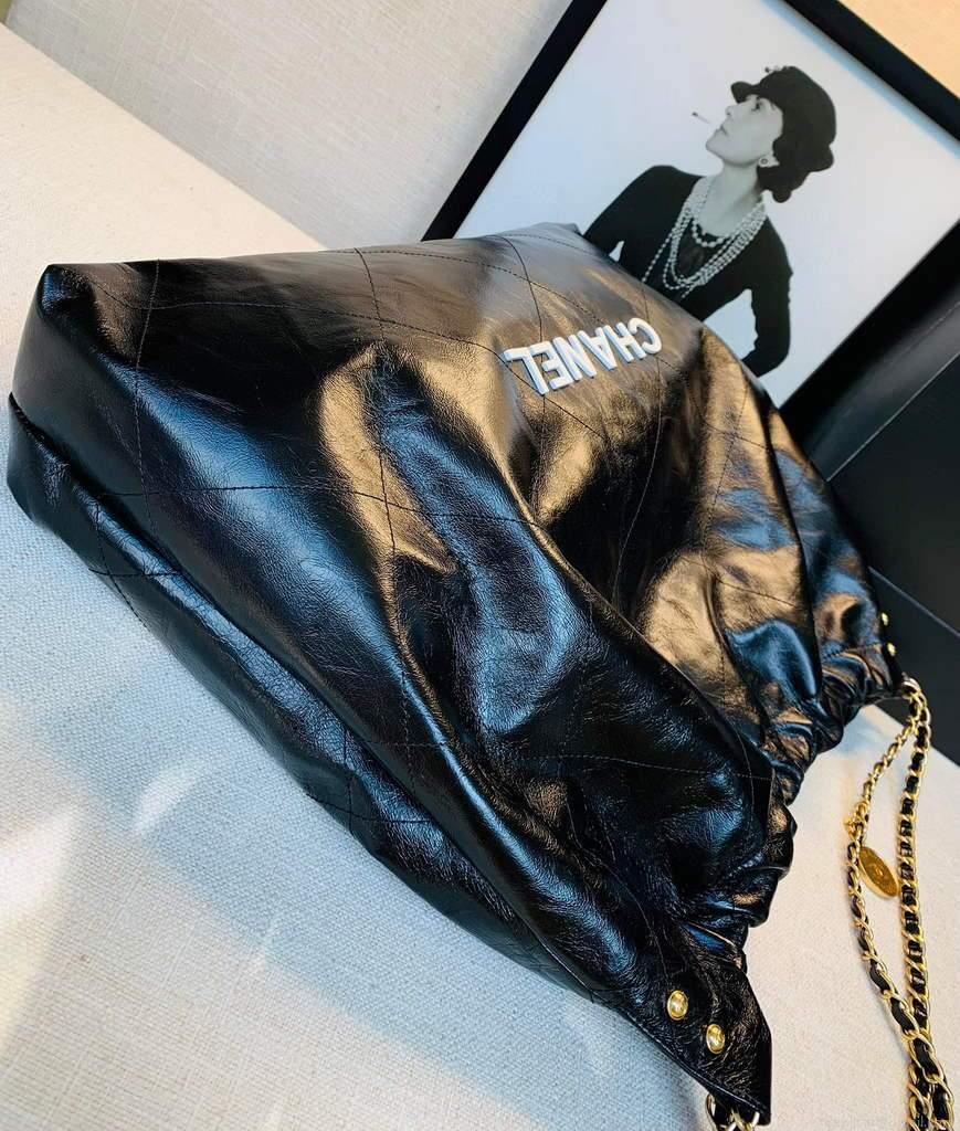 Chanel A68200 Large Chain Shopping Bag Black White