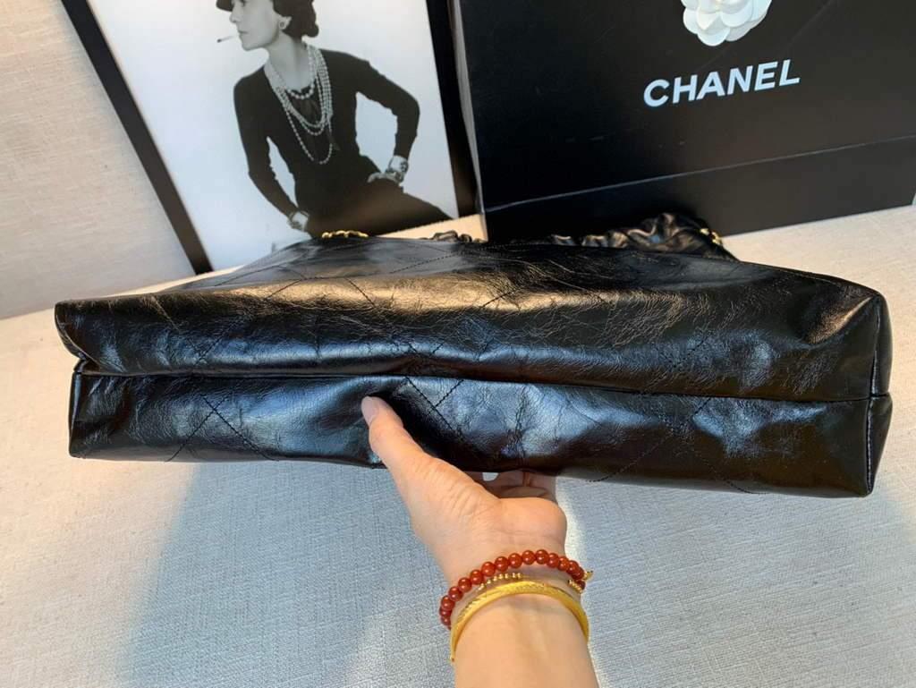 Chanel A68200 Large Chain Shopping Bag Black White