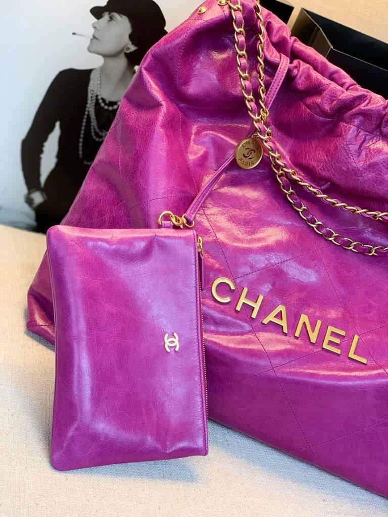 Chanel A68200 Large Chain Shopping Bag Purple