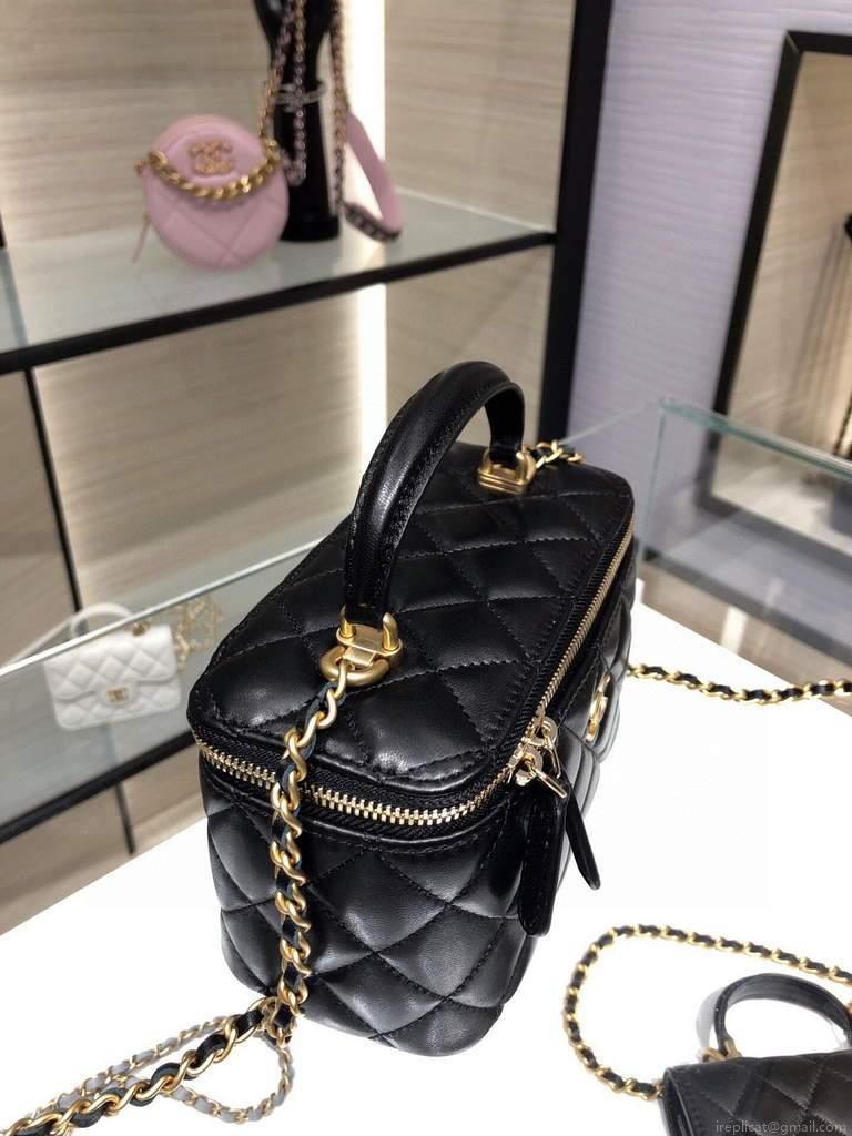 Chanel AP2199 Vanity With Chain Lambskin Gold Tone Black
