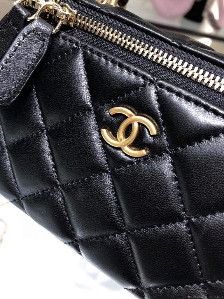 Chanel AP2199 Vanity With Chain Lambskin Gold Tone Black