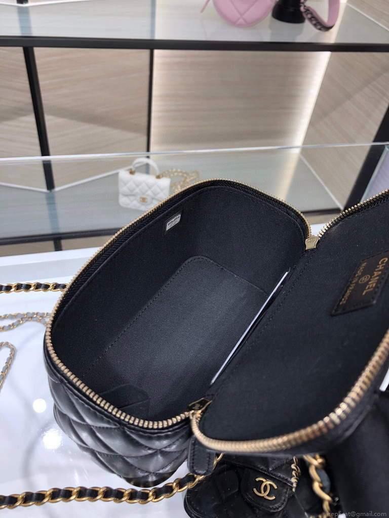 Chanel AP2199 Vanity With Chain Lambskin Gold Tone Black