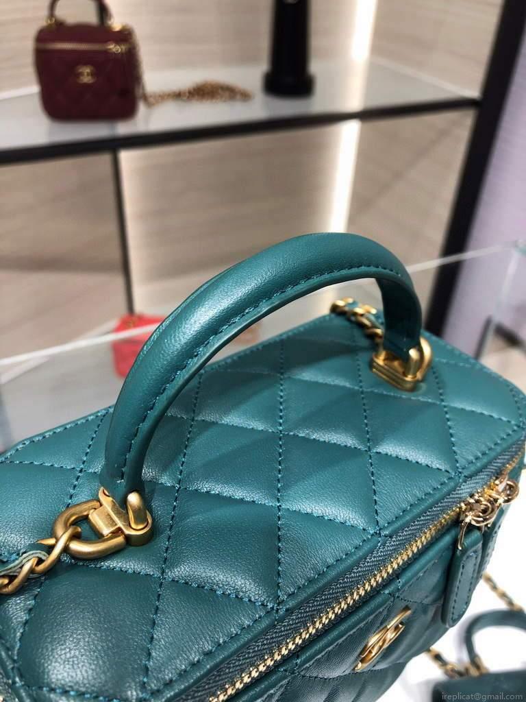 Chanel AP2199 Vanity With Chain Lambskin Gold Tone Green