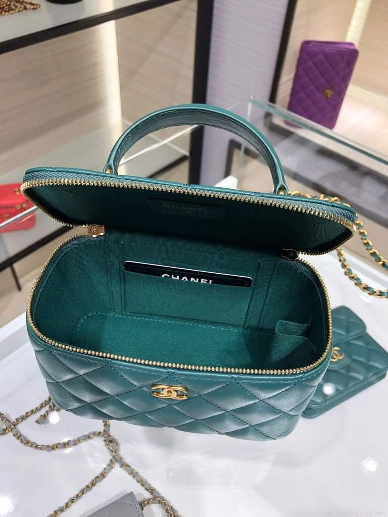 Chanel AP2199 Vanity With Chain Lambskin Gold Tone Green
