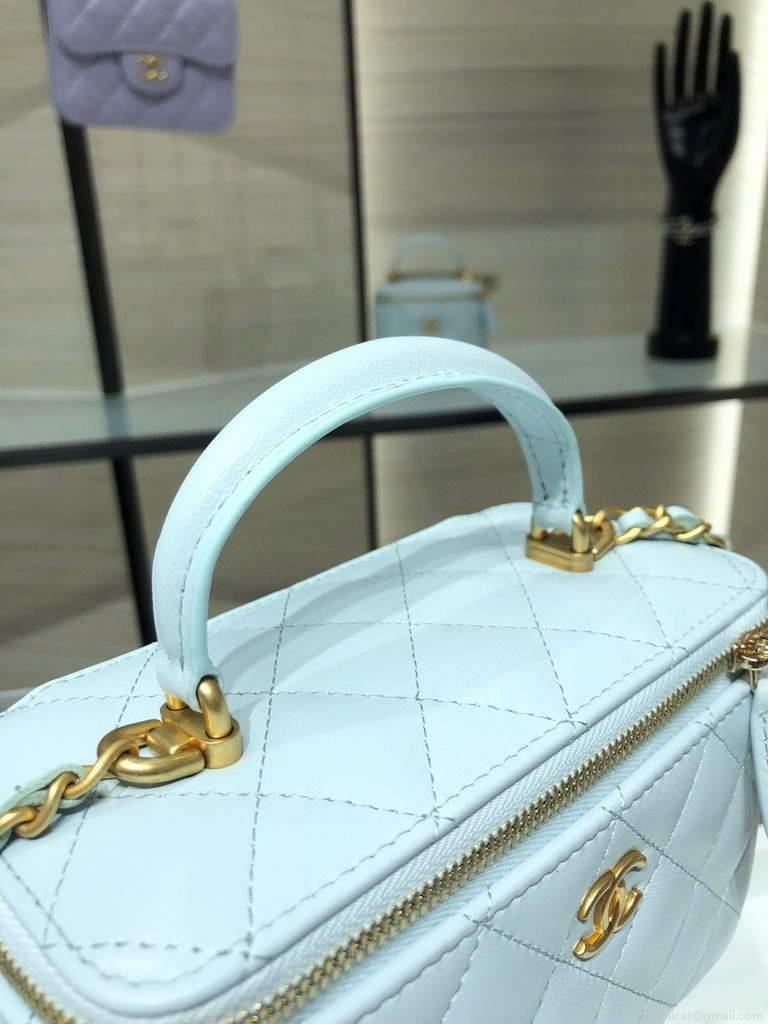 Chanel AP2199 Vanity With Chain Lambskin Gold Tone Light Blue