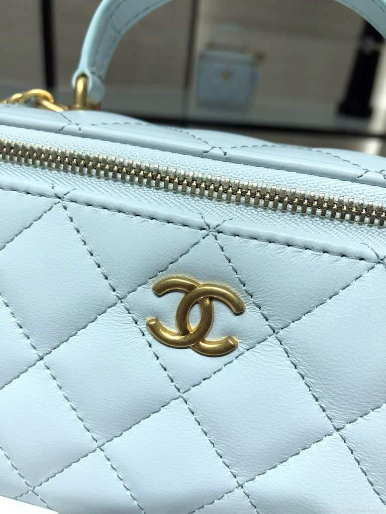 Chanel AP2199 Vanity With Chain Lambskin Gold Tone Light Blue