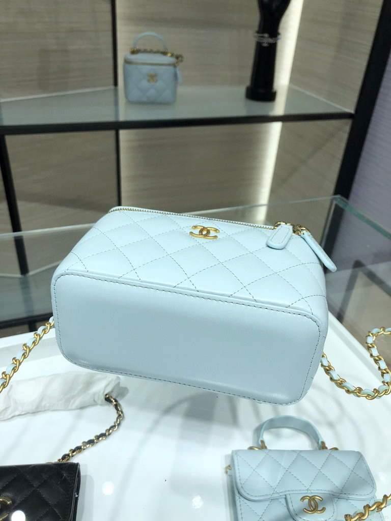 Chanel AP2199 Vanity With Chain Lambskin Gold Tone Light Blue