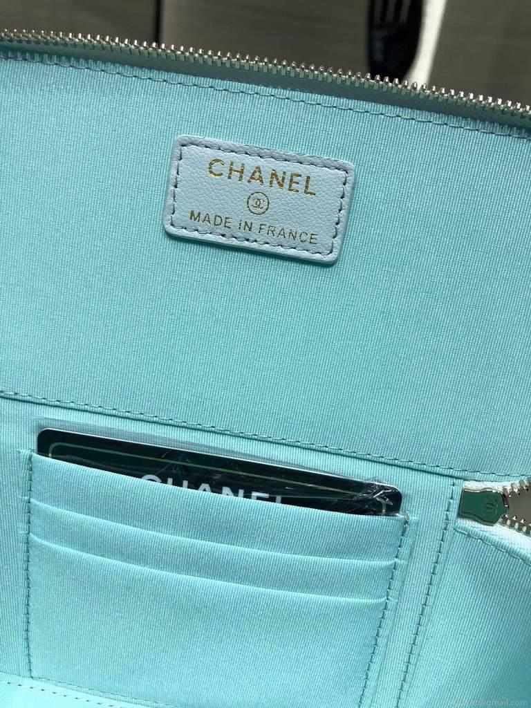 Chanel AP2199 Vanity With Chain Lambskin Gold Tone Light Blue