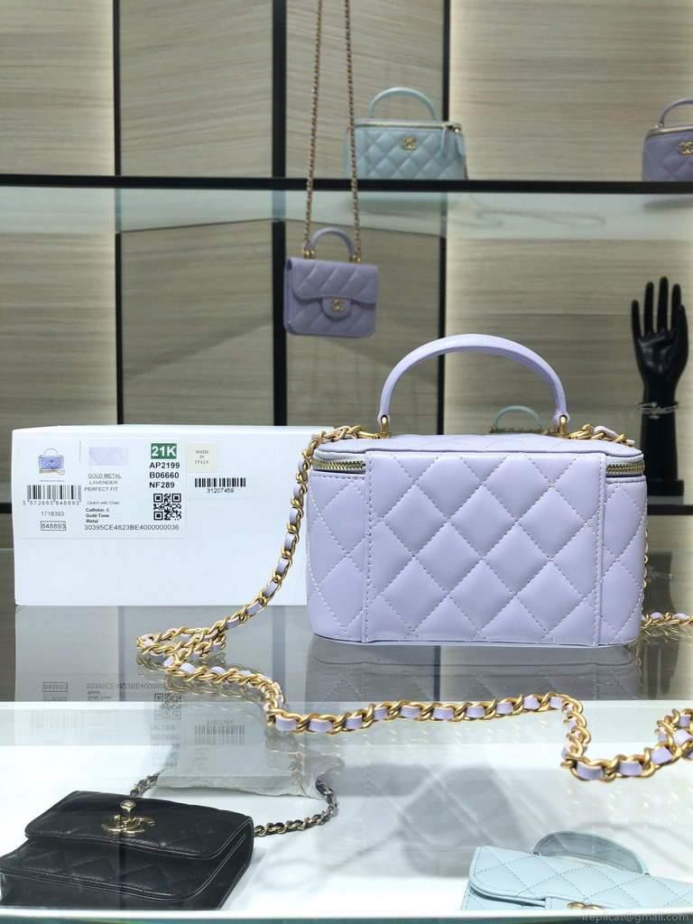 Chanel AP2199 Vanity With Chain Lambskin Gold Tone Light Purple