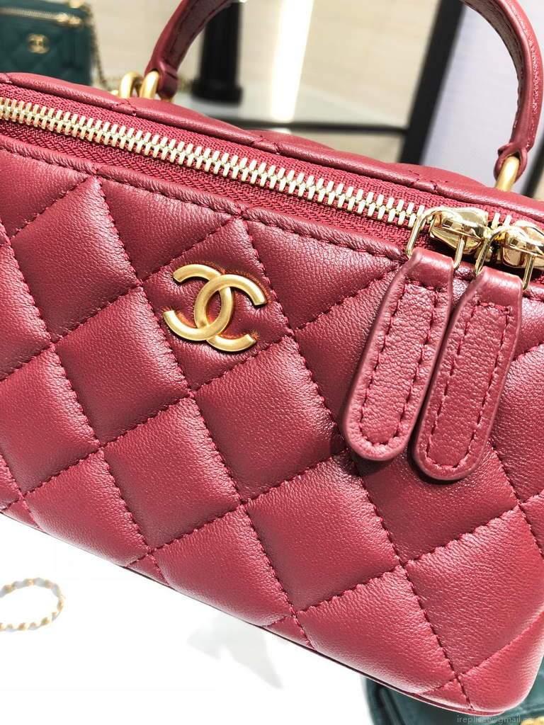 Chanel AP2199 Vanity With Chain Lambskin Gold Tone Red