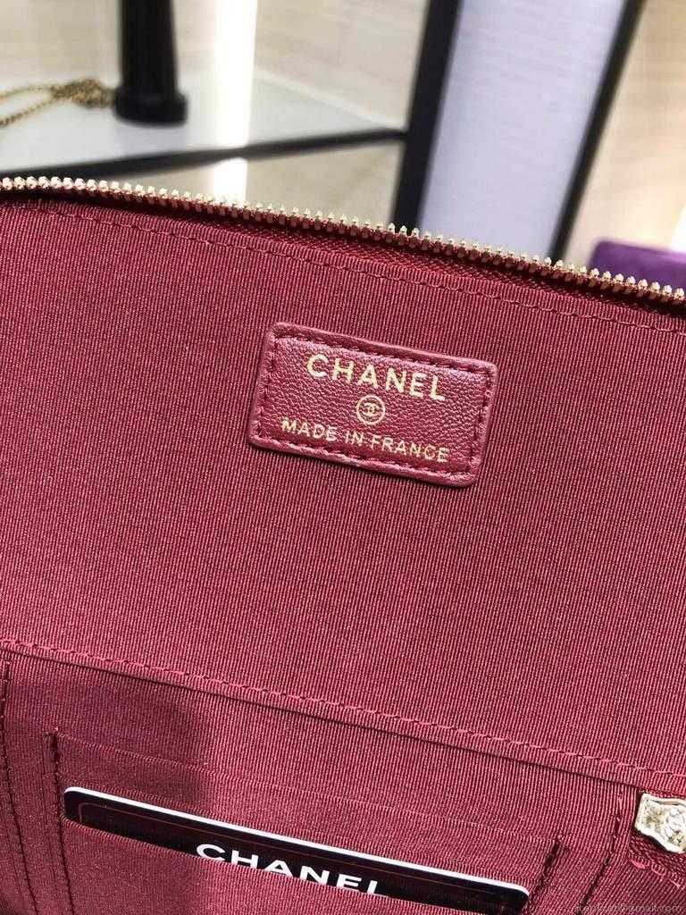 Chanel AP2199 Vanity With Chain Lambskin Gold Tone Red