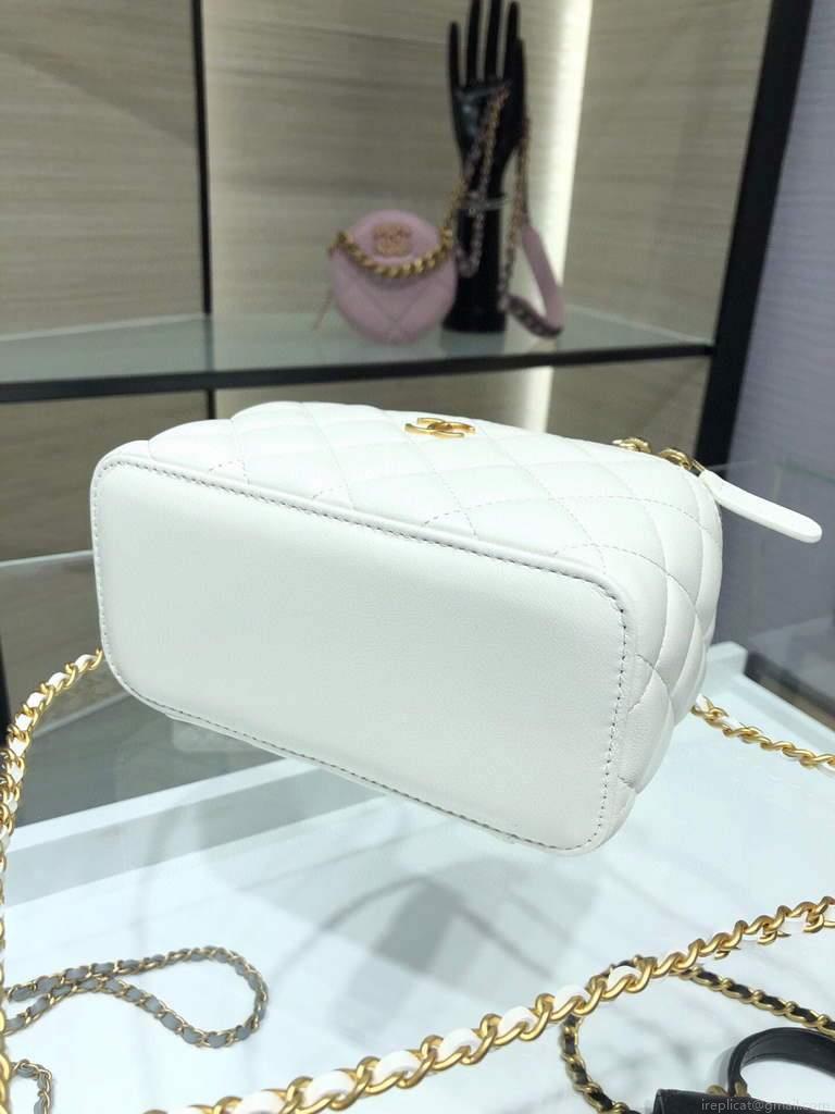Chanel AP2199 Vanity With Chain Lambskin Gold Tone White