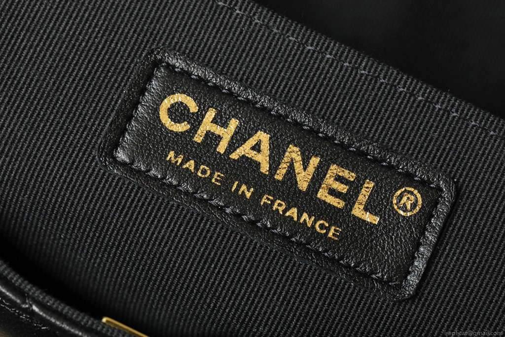 Chanel AS2563 Flap Bag Lambskin Gold Metal Black