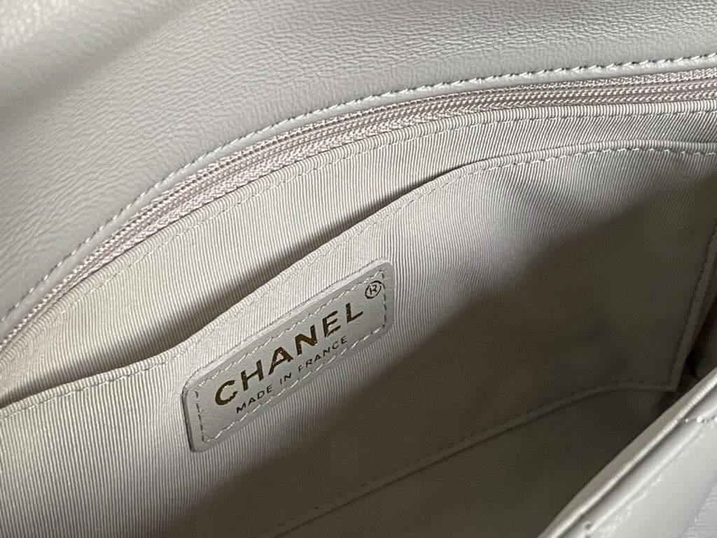 Chanel AS2563 Flap Bag Lambskin Gold Metal Gray