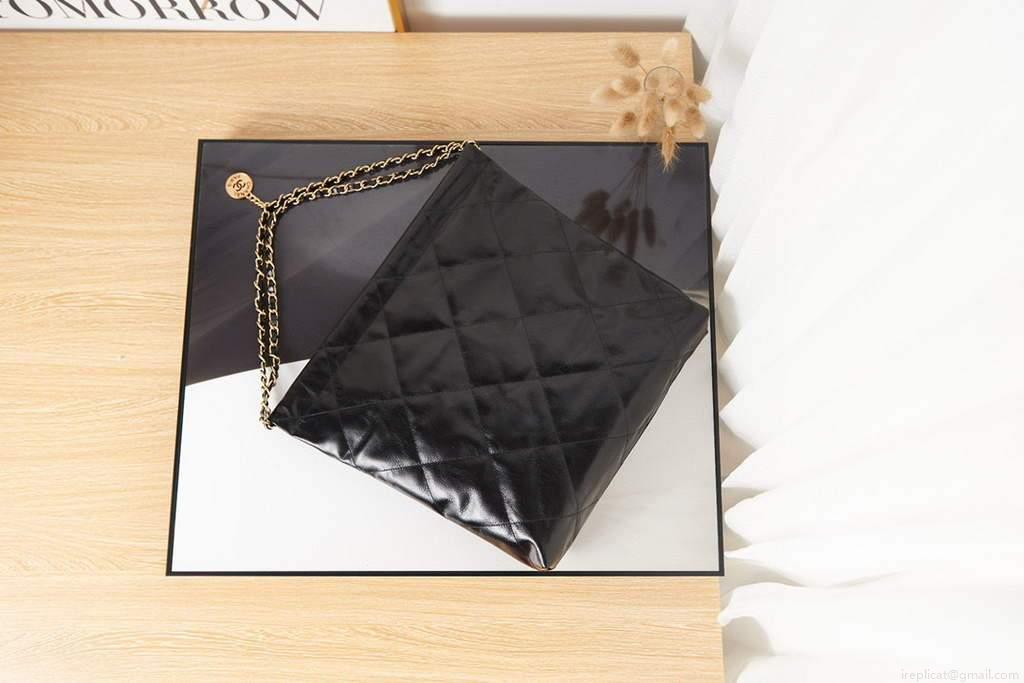 Chanel Shopping Bag Tote AS3261 Black with Glod