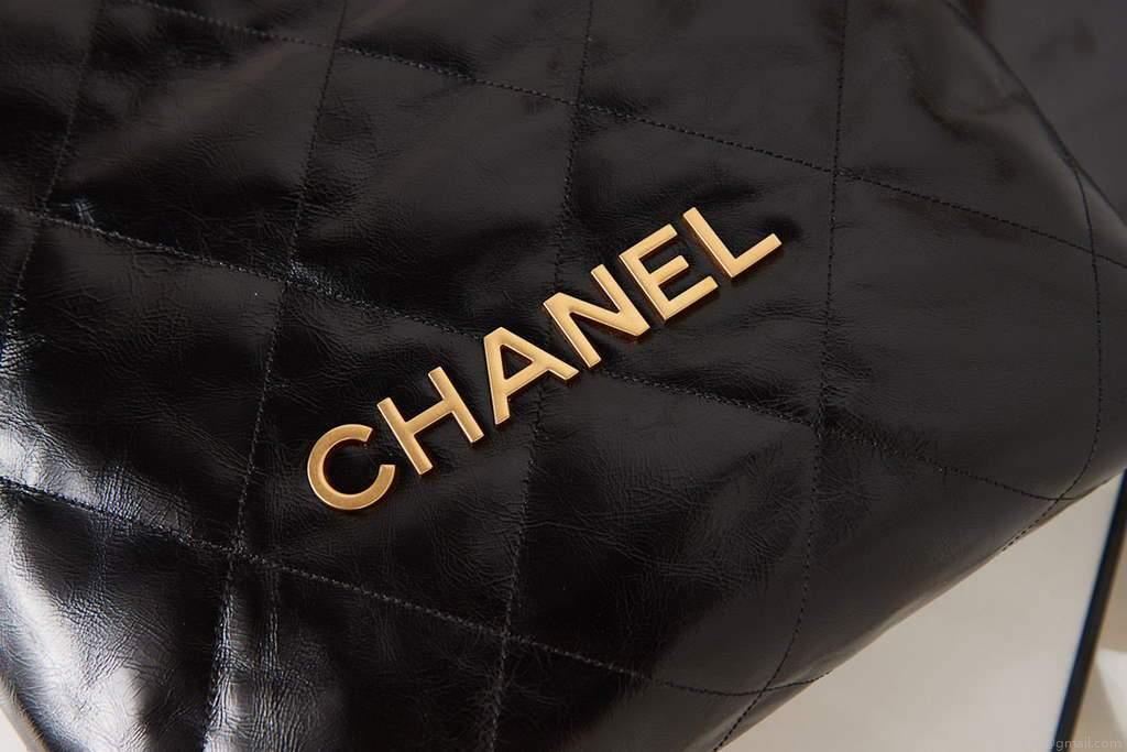 Chanel Shopping Bag Tote AS3261 Black with Glod
