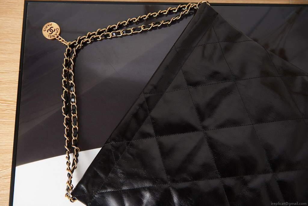 Chanel Shopping Bag Tote AS3261 Black with Glod