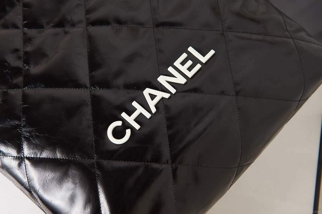 Chanel Shopping Bag Tote AS3261 Black with White