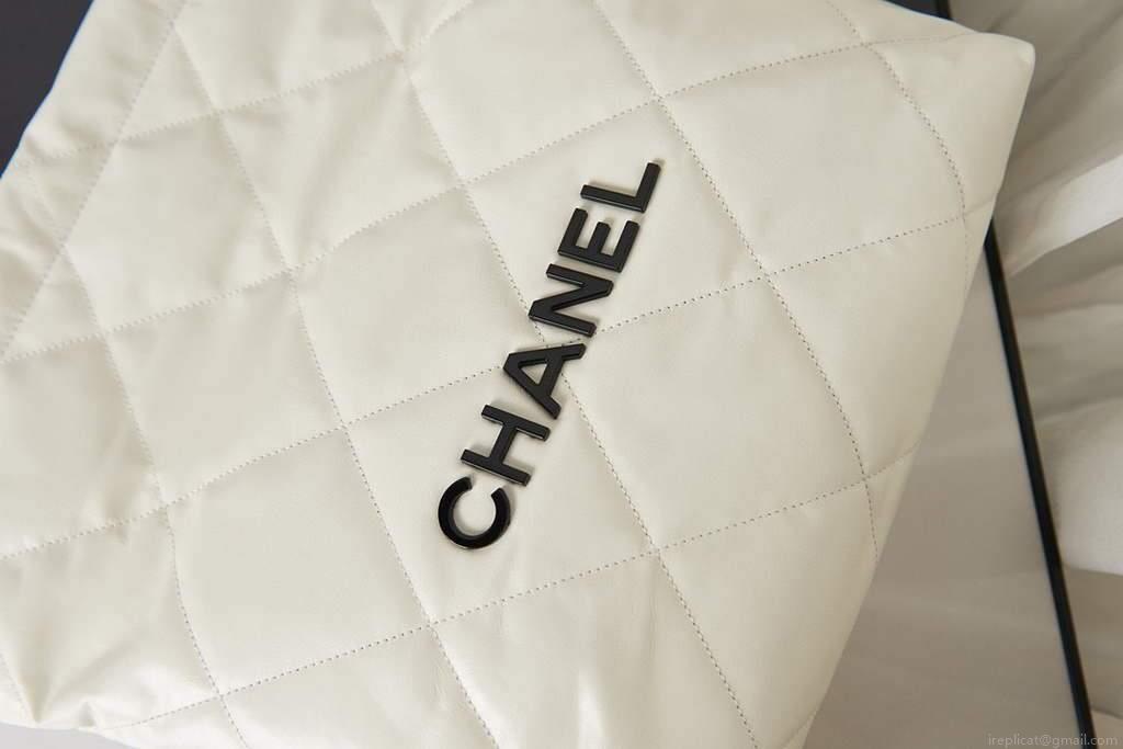 Chanel Shopping Bag Tote AS3261 White with black