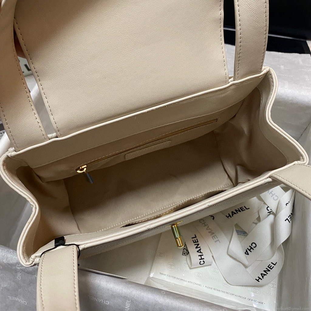 Chanel AS2457 Shoulder Shopping tote Bag Beige