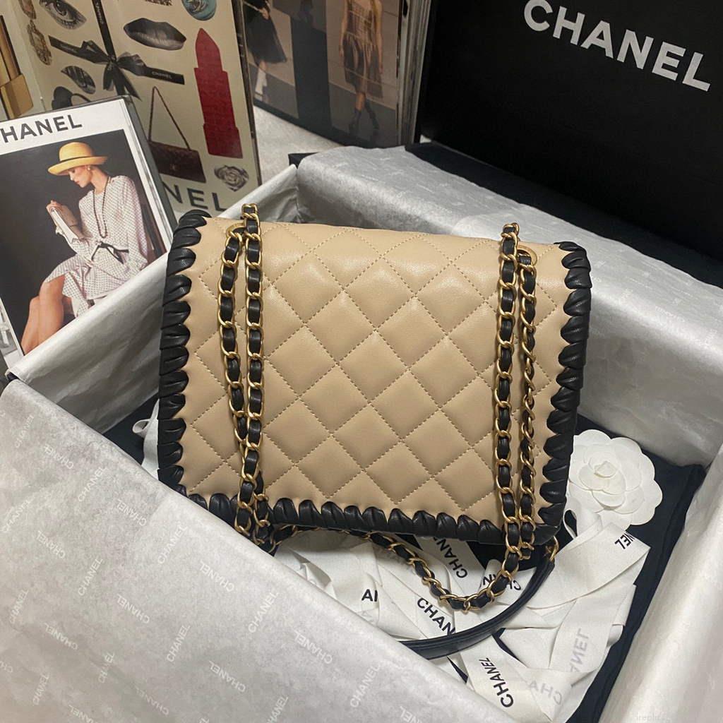 Chanel AS2496 Flap Bag Shoulder Bag Apricot