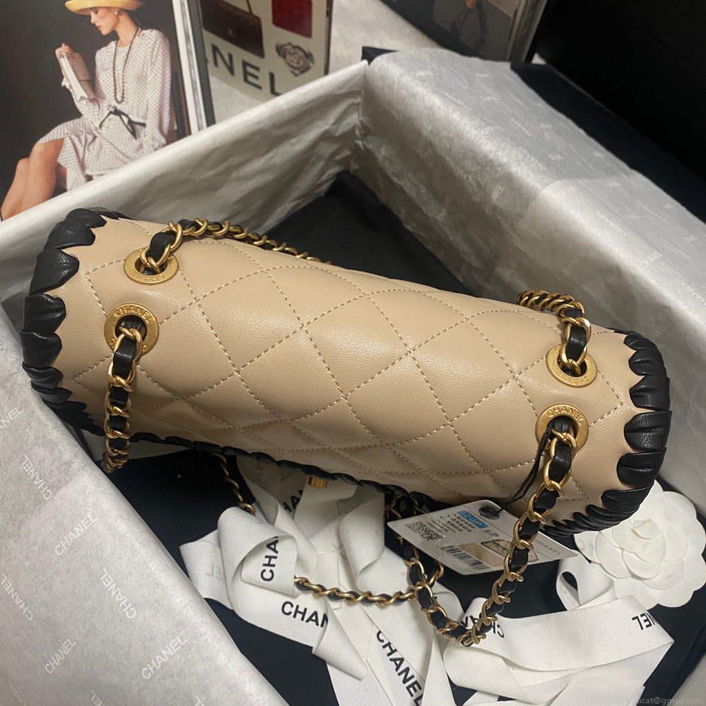 Chanel AS2496 Flap Bag Shoulder Bag Apricot