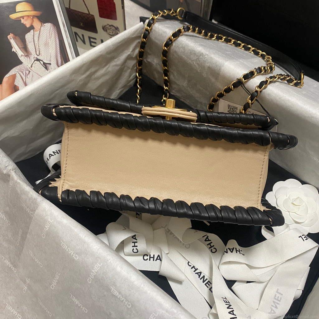 Chanel AS2496 Flap Bag Shoulder Bag Apricot
