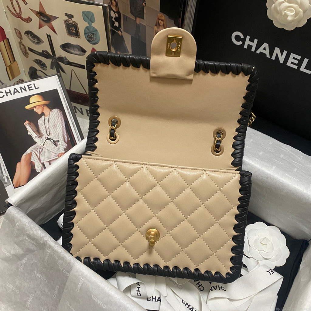Chanel AS2496 Flap Bag Shoulder Bag Apricot