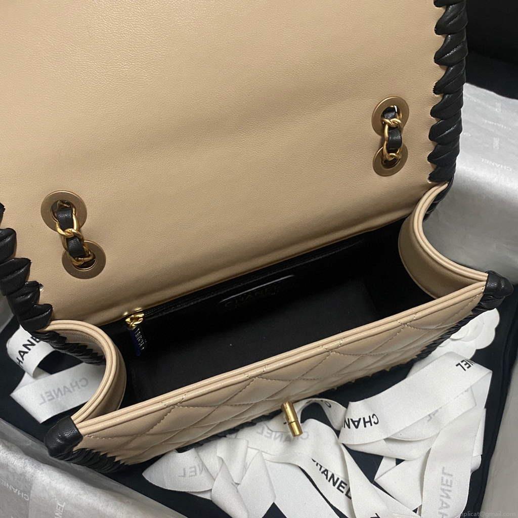 Chanel AS2496 Flap Bag Shoulder Bag Apricot