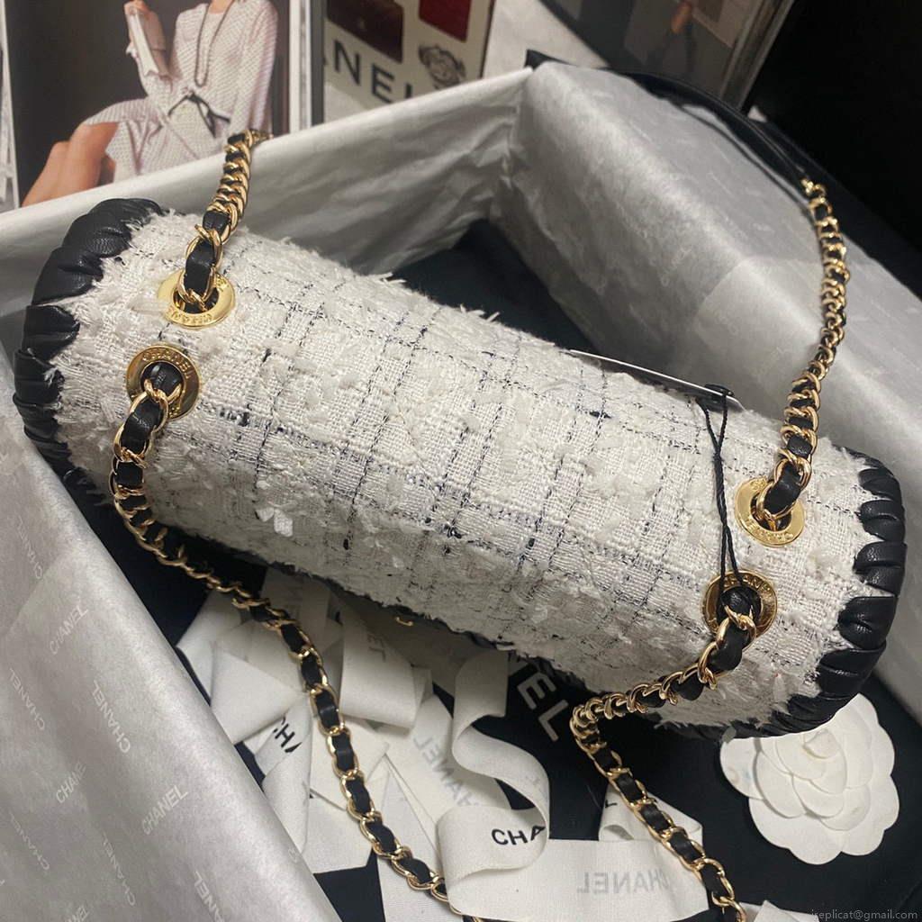 Chanel AS2496 Flap Bag Shoulder Bag Canvas White
