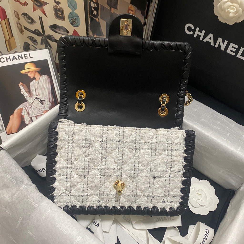 Chanel AS2496 Flap Bag Shoulder Bag Canvas White