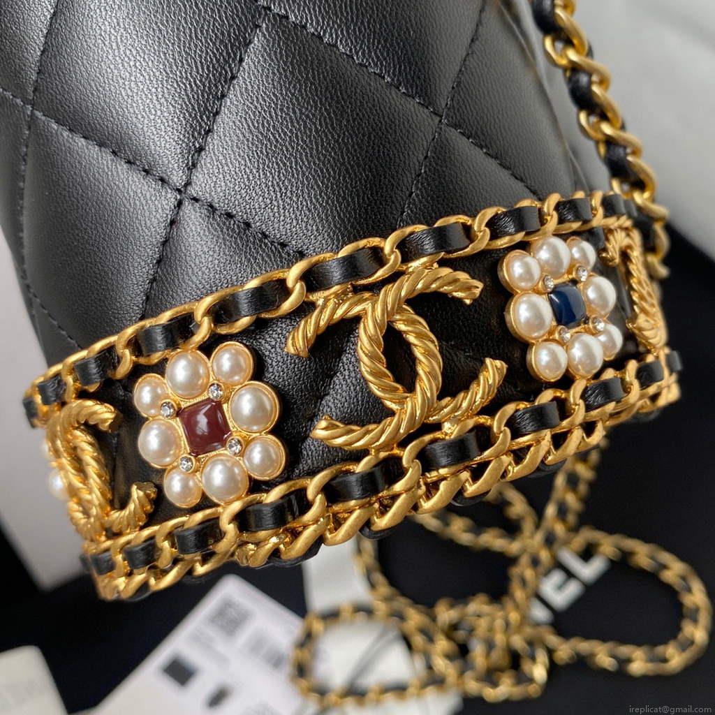 Chanel Bucket With Chain bag AS2257 Black