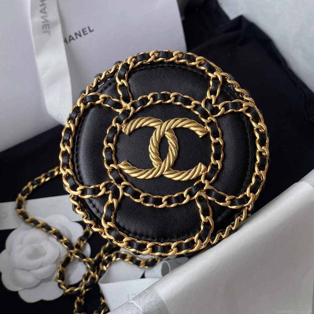 Chanel Bucket With Chain bag AS2257 Black