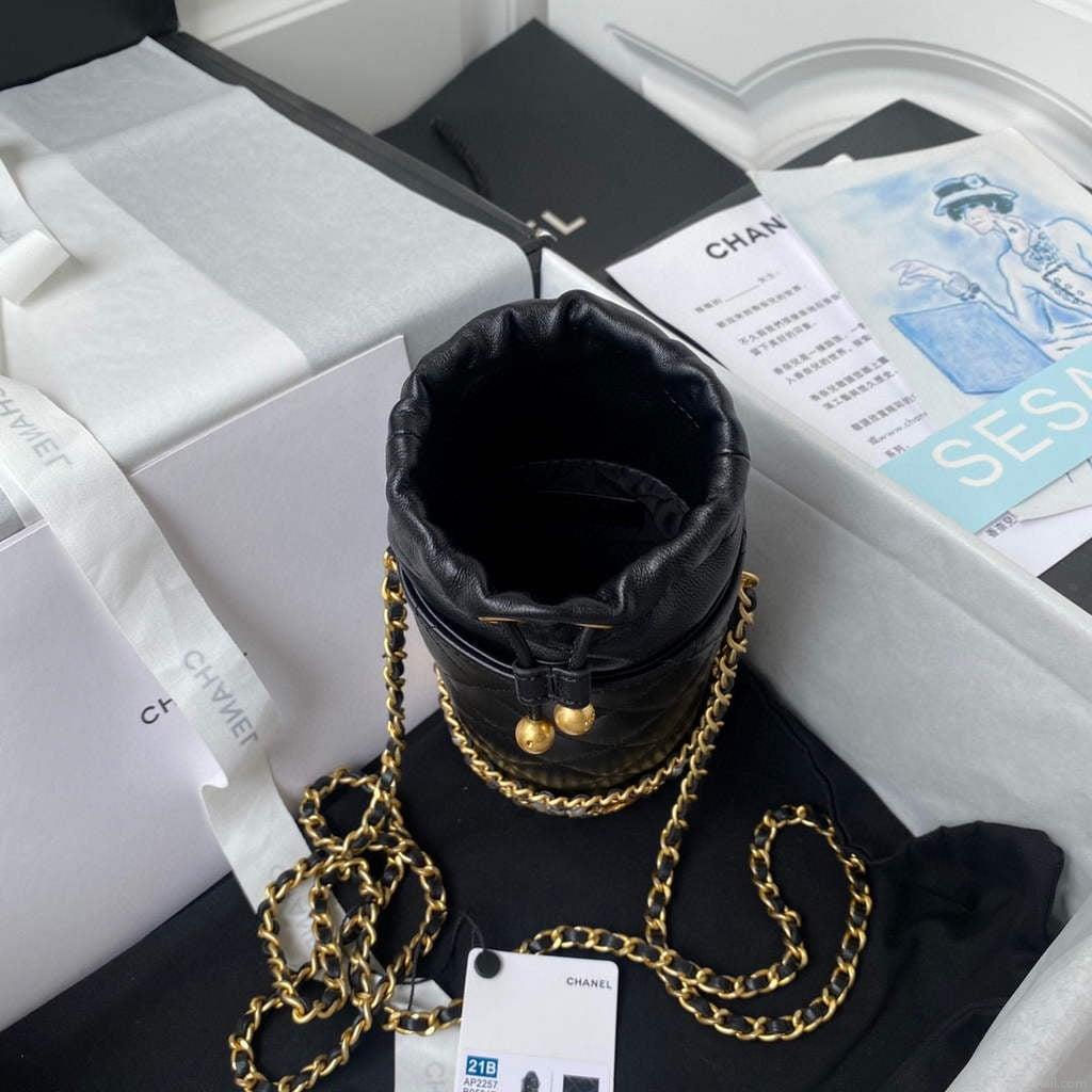 Chanel Bucket With Chain bag AS2257 Black