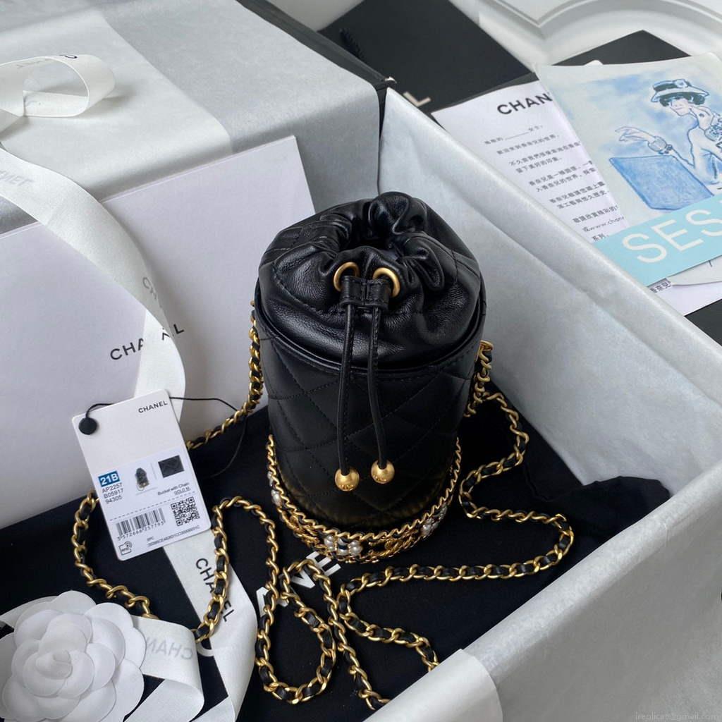 Chanel Bucket With Chain bag AS2257 Black