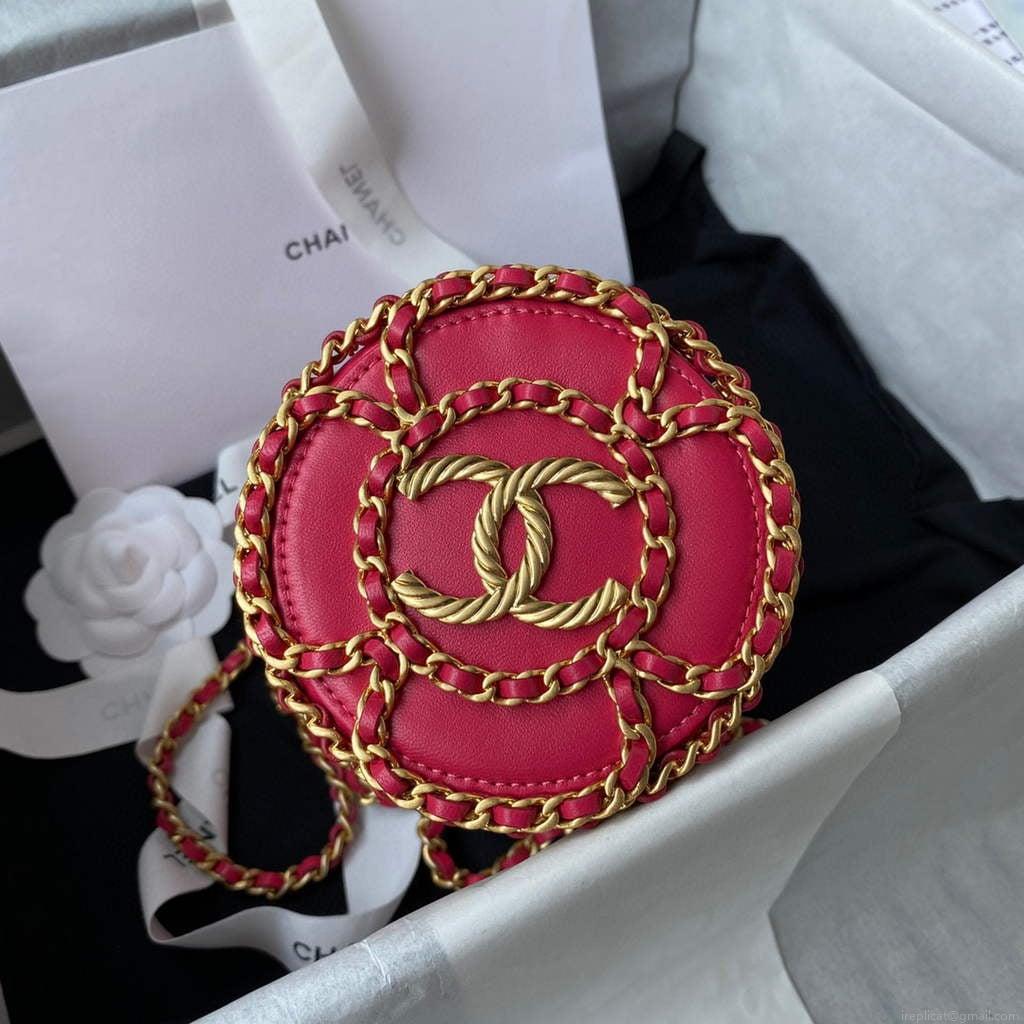 Chanel Bucket With Chain bag AS2257 Red