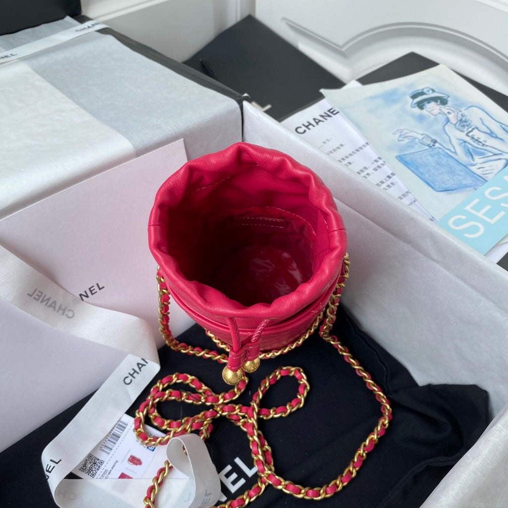 Chanel Bucket With Chain bag AS2257 Red
