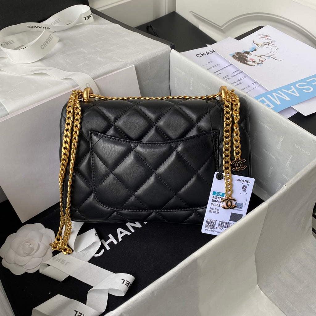Chanel Flap Bag Lampskin Diamond AS1793 Black