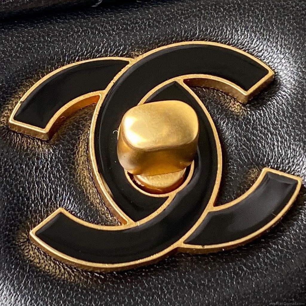 Chanel Flap Bag Lampskin Diamond AS1793 Black