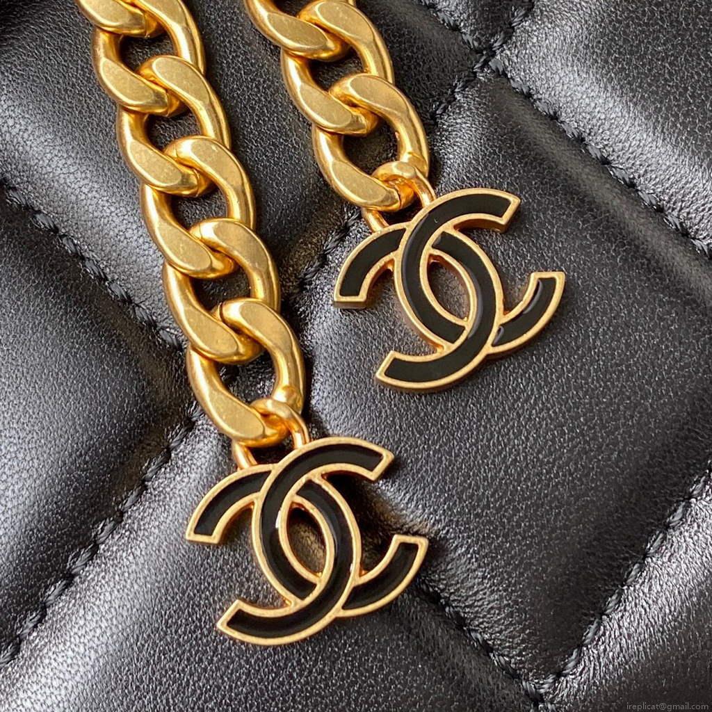 Chanel Flap Bag Lampskin Diamond AS1793 Black