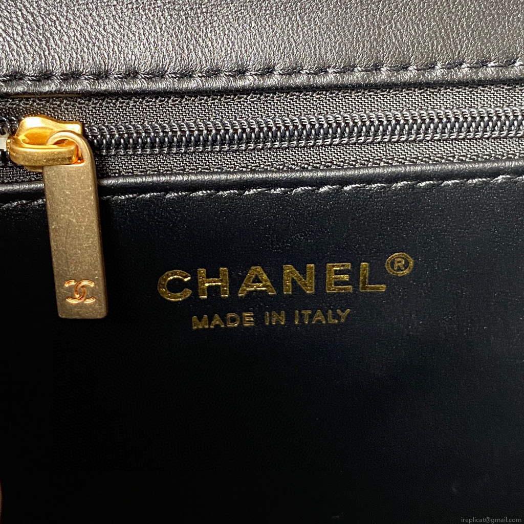 Chanel Flap Bag Lampskin Diamond AS1793 Black