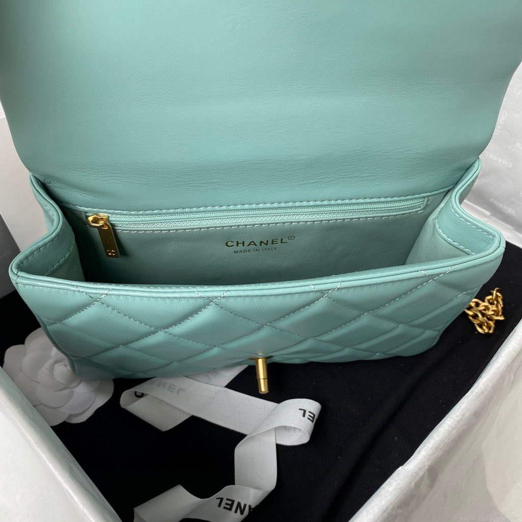 Chanel Flap Bag Lampskin Diamond AS1793 Blue
