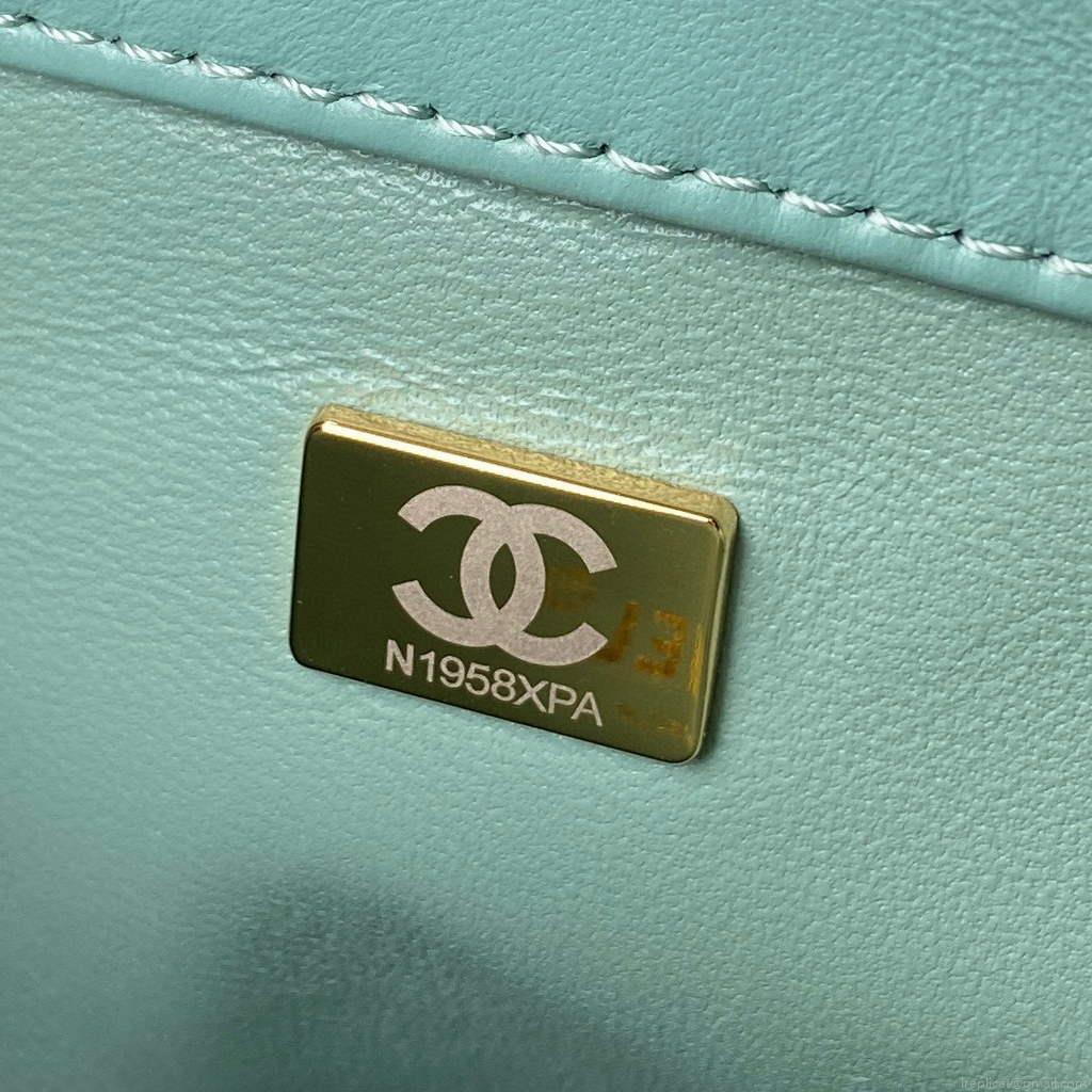 Chanel Flap Bag Lampskin Diamond AS1793 Blue