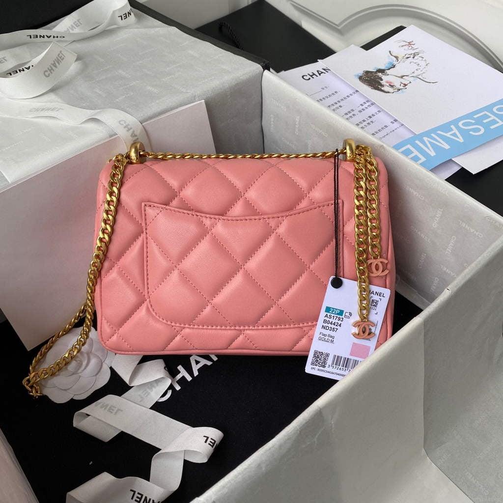 Chanel Flap Bag Lampskin Diamond AS1793 Pink