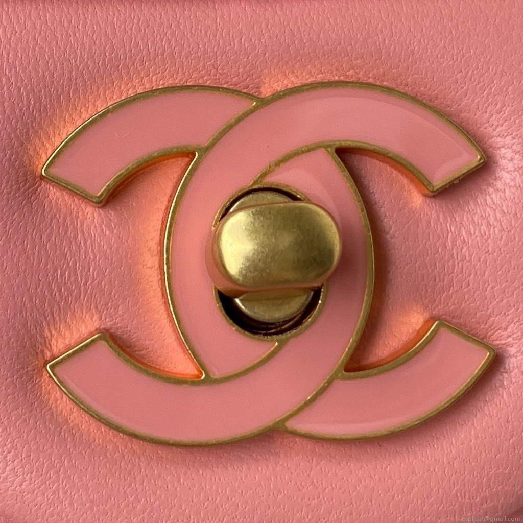 Chanel Flap Bag Lampskin Diamond AS1793 Pink