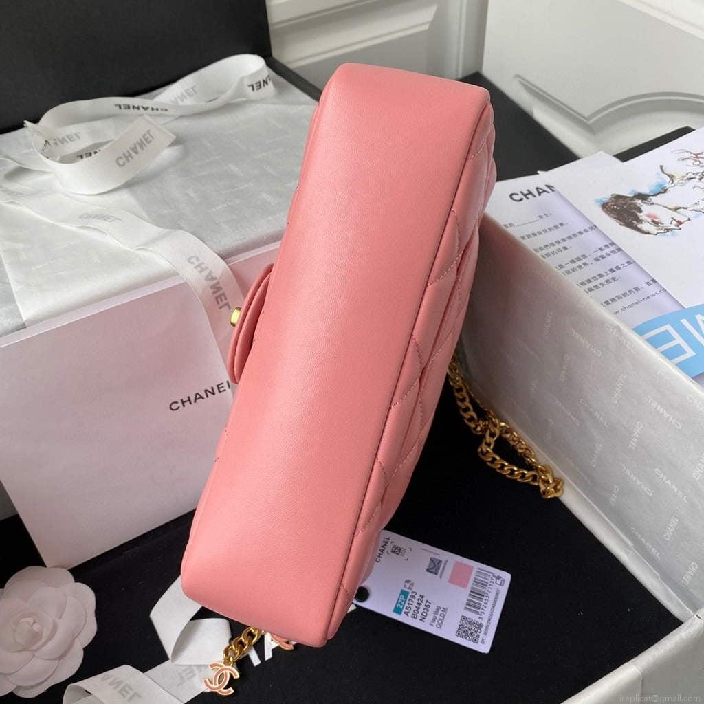 Chanel Flap Bag Lampskin Diamond AS1793 Pink