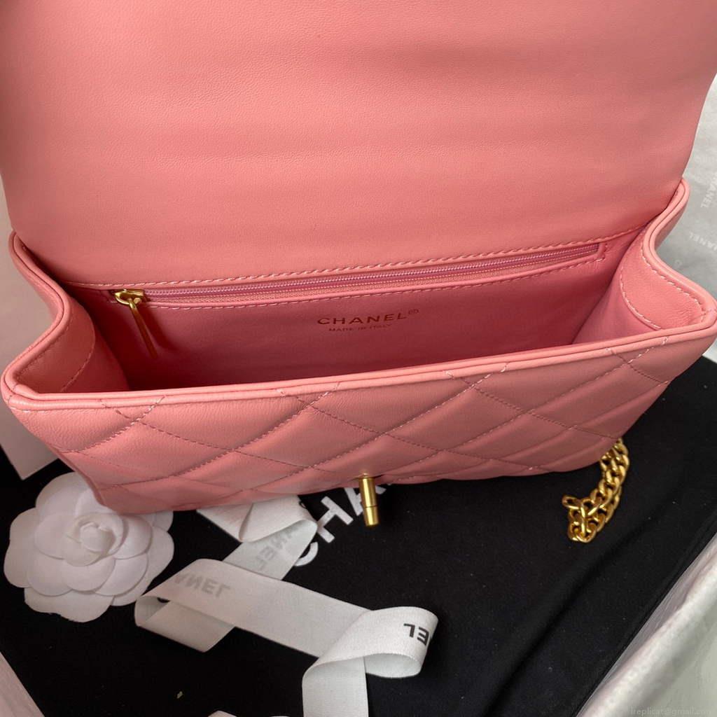 Chanel Flap Bag Lampskin Diamond AS1793 Pink