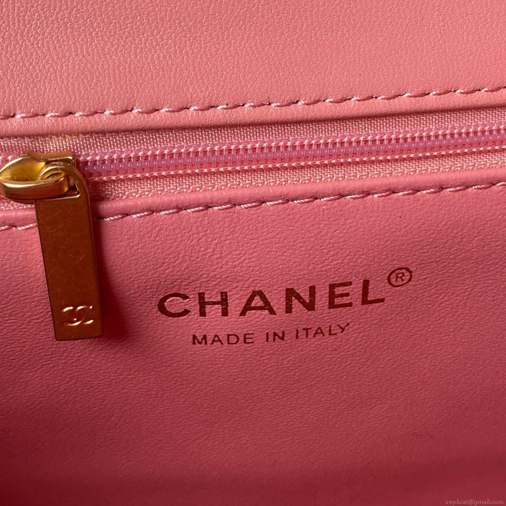 Chanel Flap Bag Lampskin Diamond AS1793 Pink
